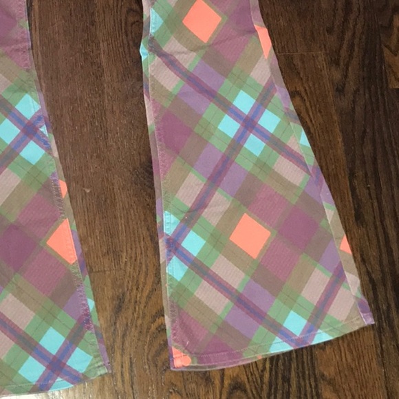 NWOT Free People Penny Pull On Plaid Tartan Flares Jeans Z571 - Picture 6 of 6